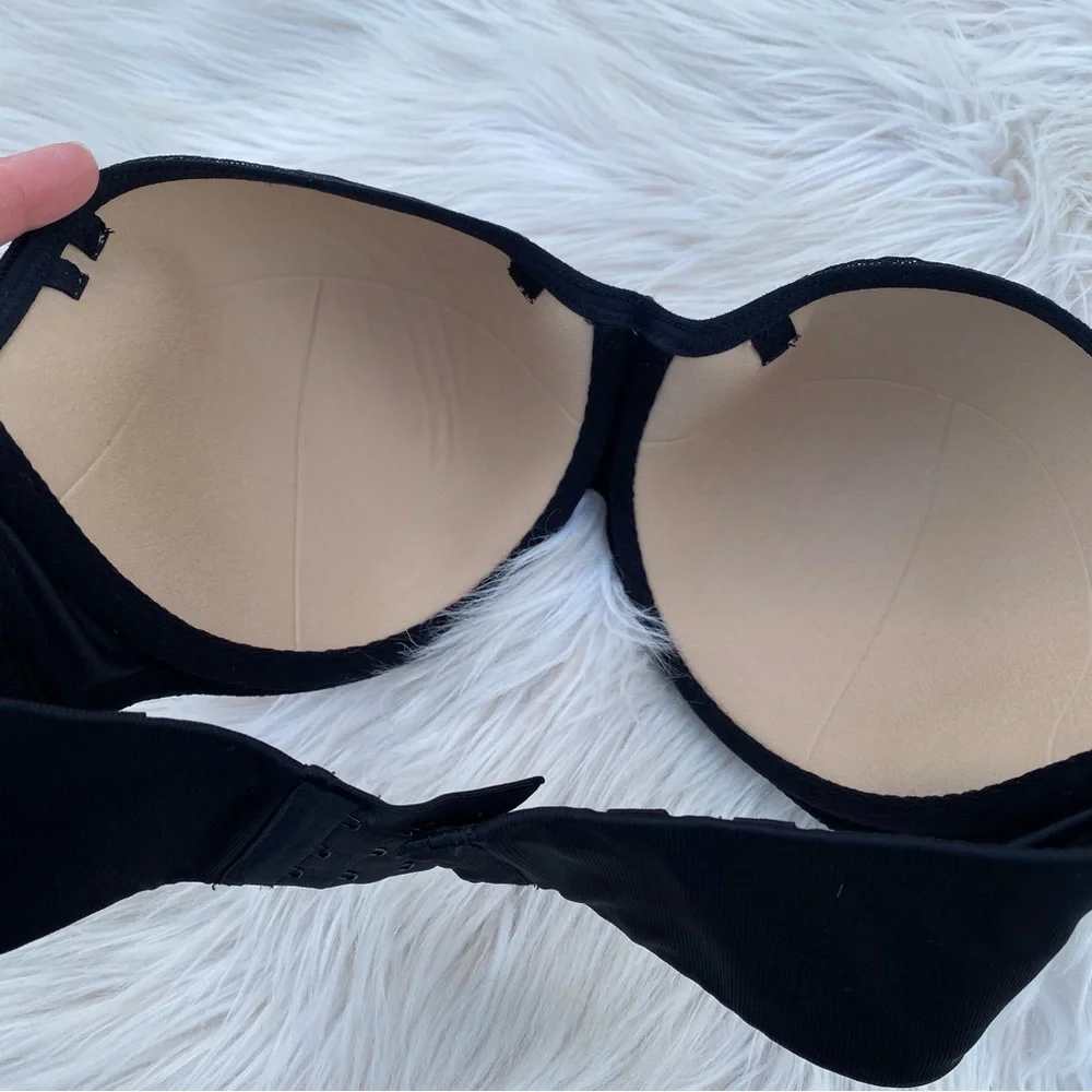 Soma black lace mesh strapless bra 32DDD